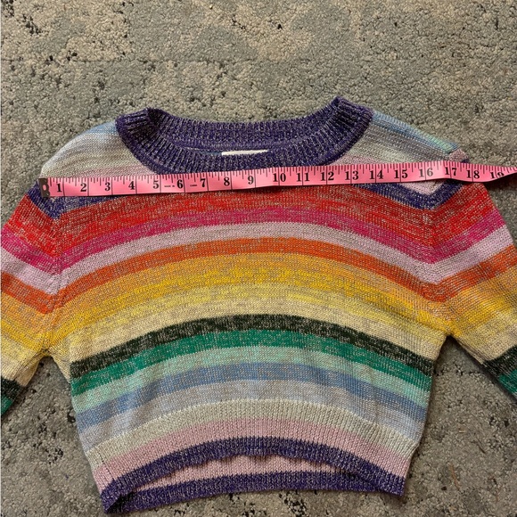Lovers and Friends rainbow glitter crop sweater sz s - Picture 6 of 9